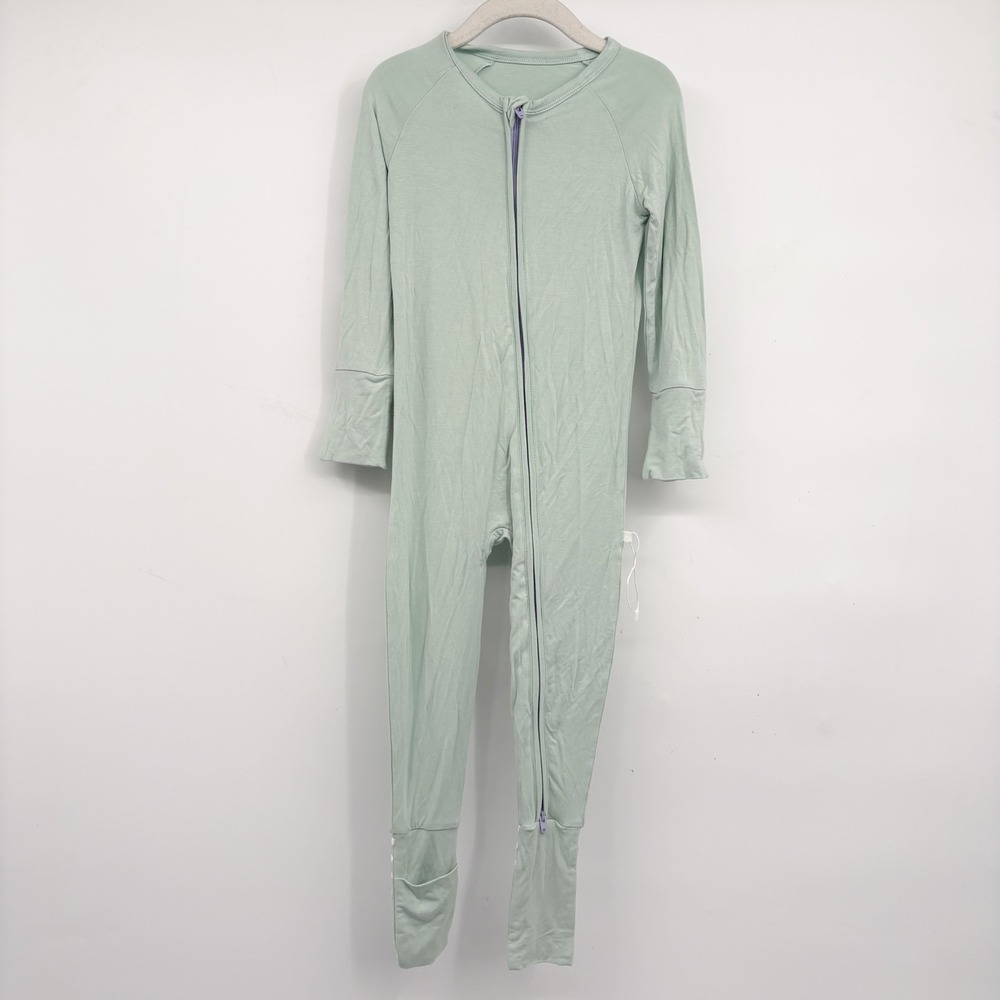 Bums & Roses Baby Sage Green Bamboo Viscose Two-Way Zippy Sleeper Romper Size 3T